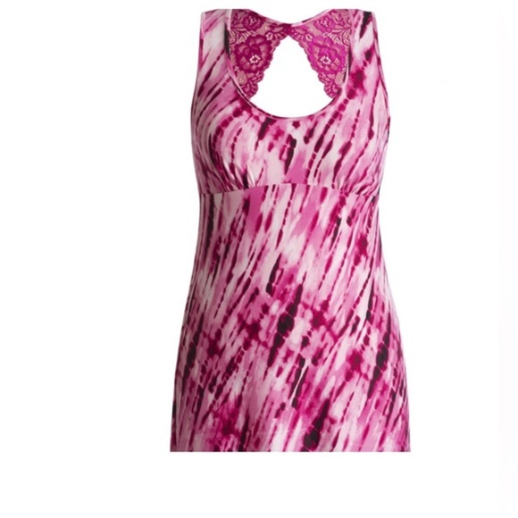 Green floral Knee-Length Scoop Neck Lace back Slip on sleep chemise gown size 3X - Picture 9 of 10